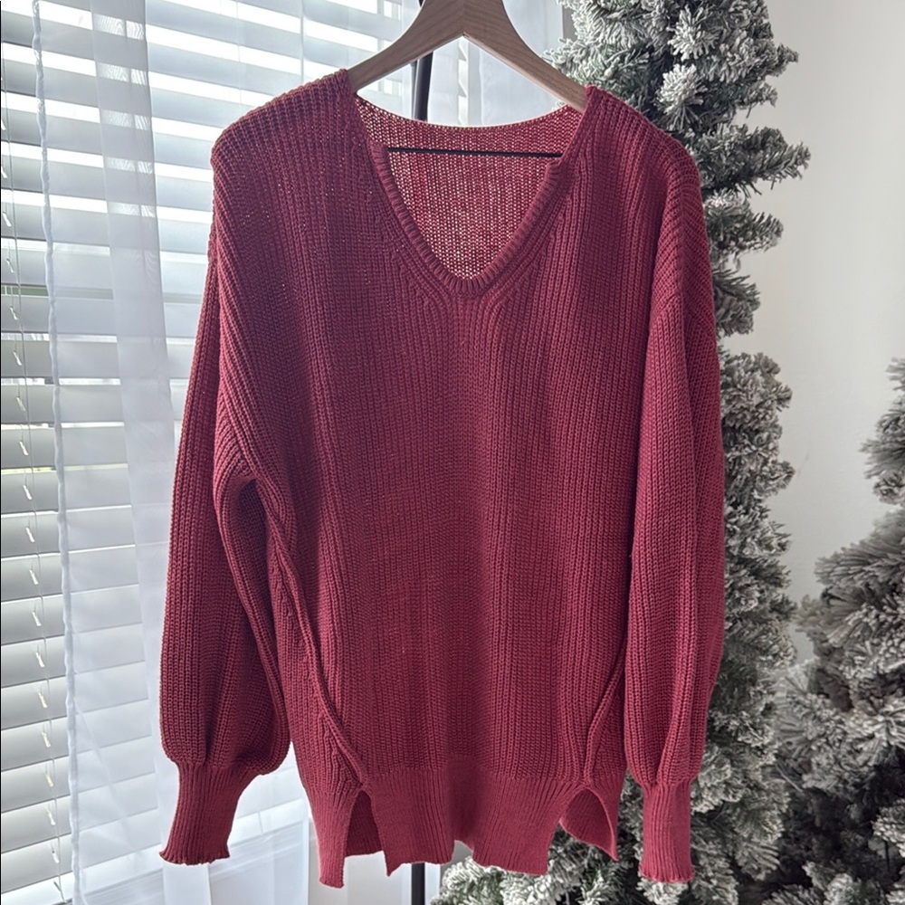 SHEIN Women's V-Neck Sweater - Red